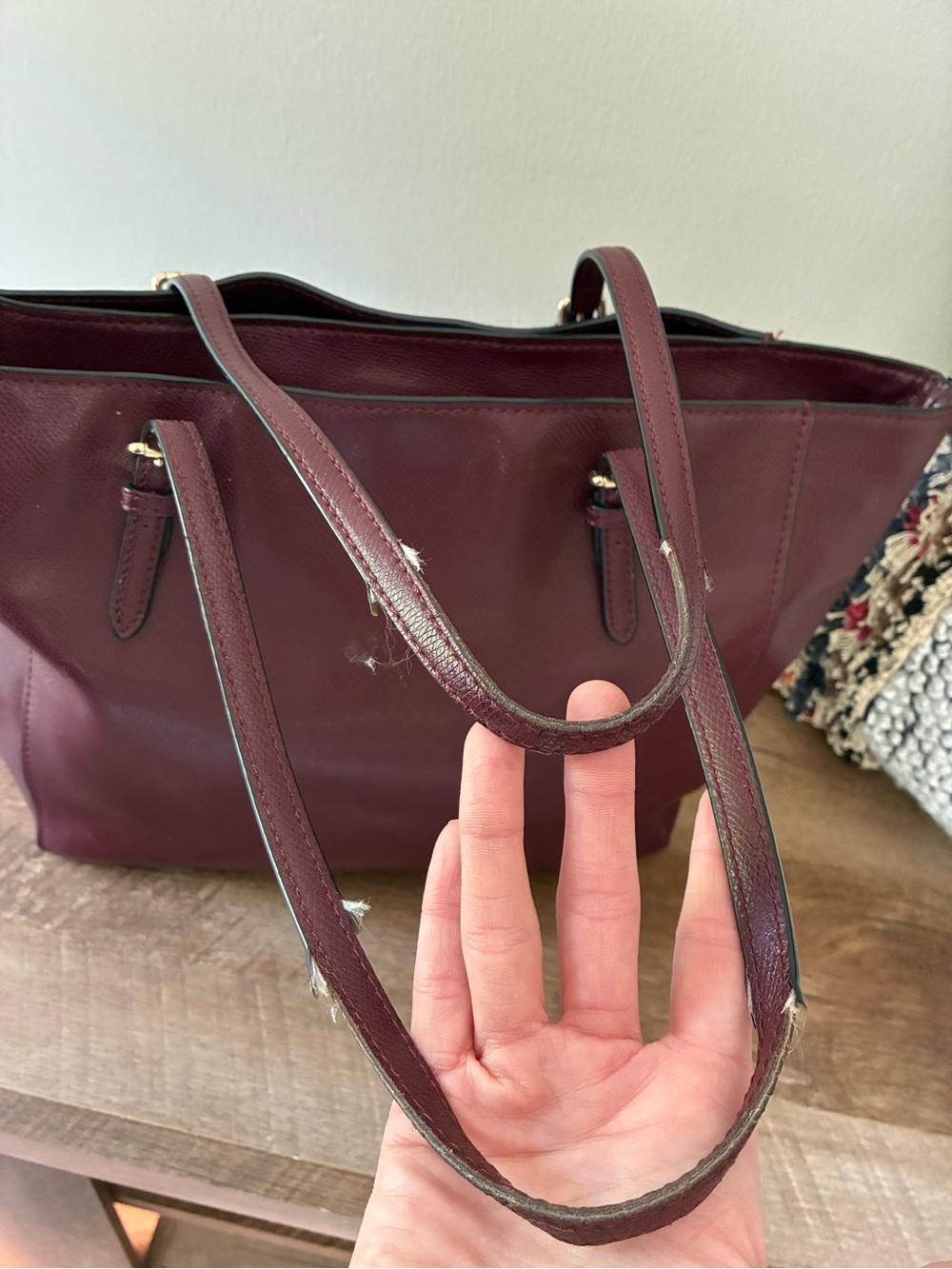Coach Leather Turnlock Tote Purse, Oxblood Wine Red / Gold 36454 - Picture 4 of 16